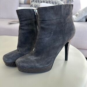 Nine West Grey Suede and Snakeskin Platform bootie